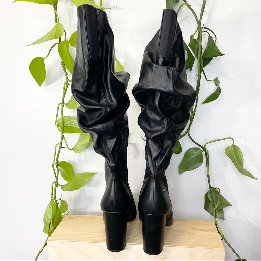 NWT 9.5 Simply Vera Vera knee high black w/ chunk heel faux leather boots - Picture 8 of 10